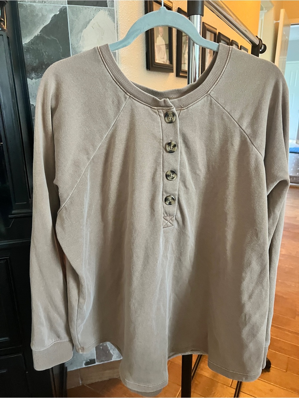 torrid Taupe Button Henley Sweatshirt